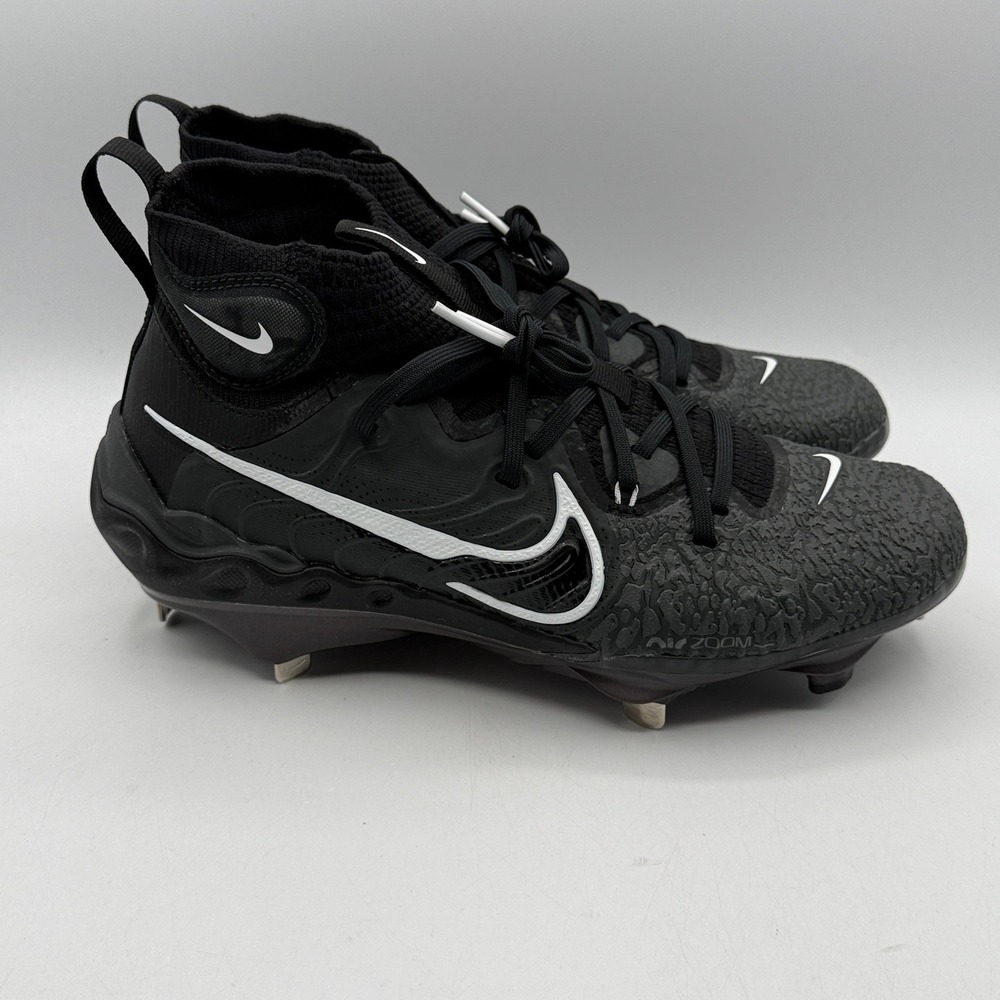 Nike Alpha Huarache NXT Mens 8 Black White Smoke Grey Metal Cleats DJ6517-010